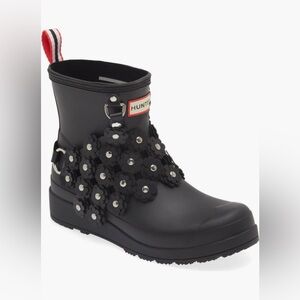 NIB $550 Noir Kei Ninomiya x Hunter Chain Embellished Rubber Ankle Rain Boot, 5M
